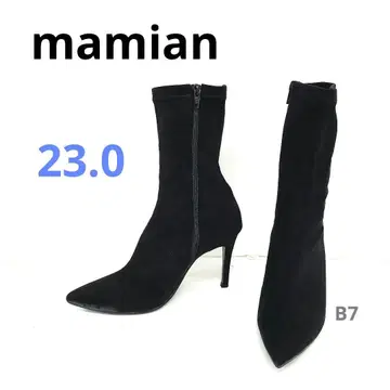 [ 스페인산 ] mamian 블랙 스웨이드 스트레치 부츠 23.0 핑힐