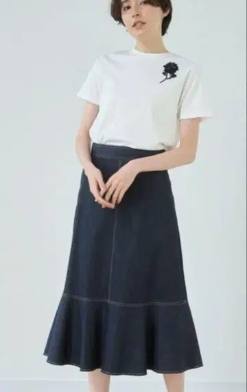 ANAYI 데님라이크 페플럼 스커트 38