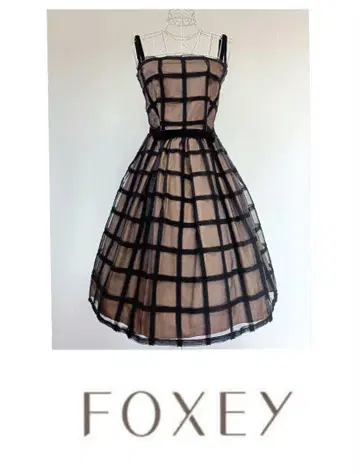 FOXEY 폭시 격자 무늬 실크 벨로아 드레스 원피스 38