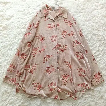 sahara 사하라 벨로아 느낌 롱 셔츠 비침 꽃무늬 긴팔