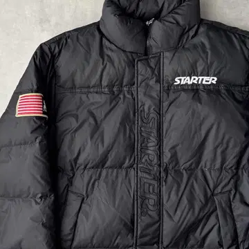 14256 STARTER 자수 로고 성조기 다운 자켓 블랙 컬러