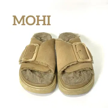 모히 MOHI 빅 버클 퍼 샌들 싱글 벨트 골드 금장 장식