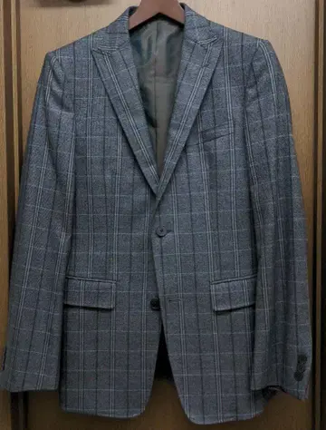 꼼사맨 46 사이즈 체크 무늬 비즈니스 자켓 미사용 새상품 모 100%