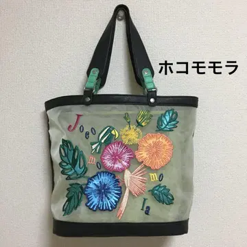 호코모모라 자수 보타니컬 토트백 파우치 포함 꽃무늬 새 무늬 이토킨