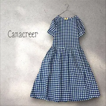 새상품급 canacreer 깅엄 체크 A라인 루즈핏 원피스