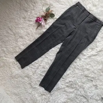 ZARA 그레이 체크 무늬 캐주얼 팬츠 허리밴딩 사이즈 S