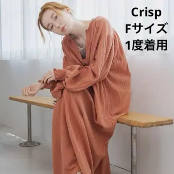 Crisp 스모크 레이스 원피스 긴팔 롱 원피스 프리 사이즈 핑크