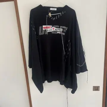 오버 사이즈 T셔츠 블랙 SAKI PHENOM 빈티지 구제 의류