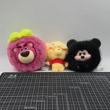디즈니 캐릭터 봉제 인형 펜던트 3체 세트 로쏘 푸 미키