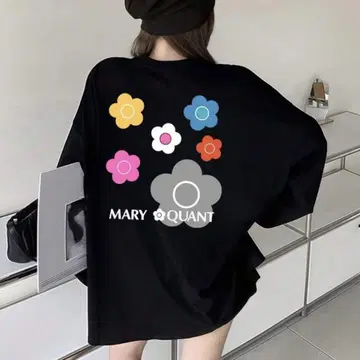 MARY QUANT 긴팔T셔츠 블랙 플라워 프린트