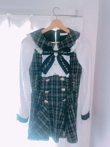 LIZLISA 메시지 리본 트위드 셋업 블랙