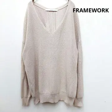 FRAMEWORK 아제 V넥 풀오버 프리 베이지 긴팔 루즈핏