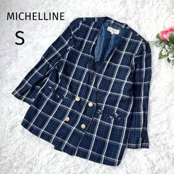 MICHELLINE 더블 노카라 자켓 체크 골드 버튼 S5376