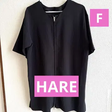 HARE 블랙 아트 프린트 튜닉 앞 척 프리 사이즈