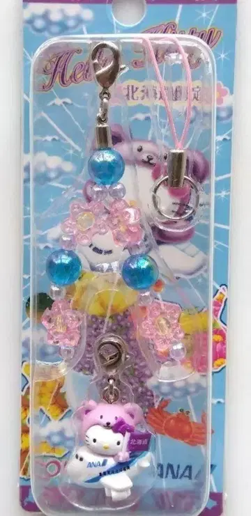 헬로키티 고토치 홋카이도 한정 ANA 라벤더 베어 비즈 스트랩