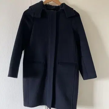 IENA 후드 부착 네이비 롱 코트