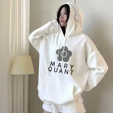 MARY QUANT 플라워 로고 후드 부착 후드티