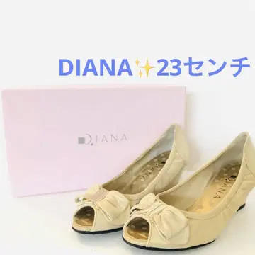 Diana 베이지 오픈토 펌프스 웨지솔 리본 23