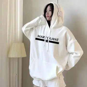 MARY QUANT 화이트 오버 사이즈 후드티