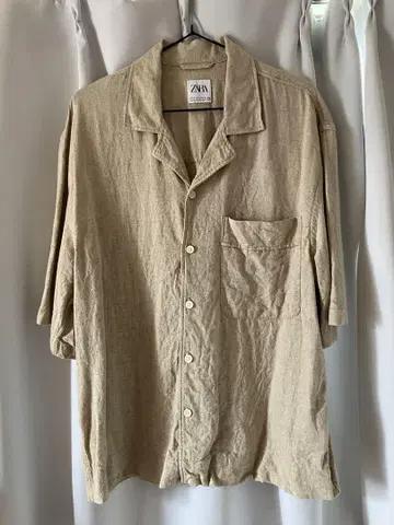 ZARA 베이지 반팔 린넨 셔츠