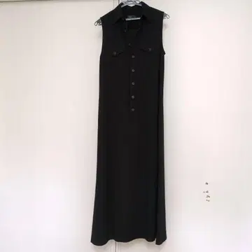 블랙 슬리브리스 맥시 원피스
