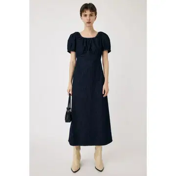 MOUSSY 라운드 넥 데님 드레스