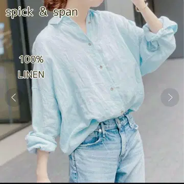 스픽 앤 스팬 세탁 가능한 린넨 100% 빅 셔츠 린넨 넉넉한 스카이블루