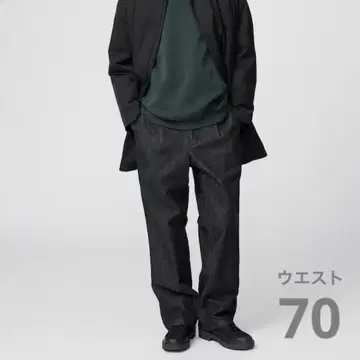 UNIQLO:C 턱 스트레이트 데님 팬츠 BLACK