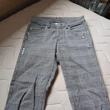 PG 로고 체크 무늬 캐주얼 팬츠