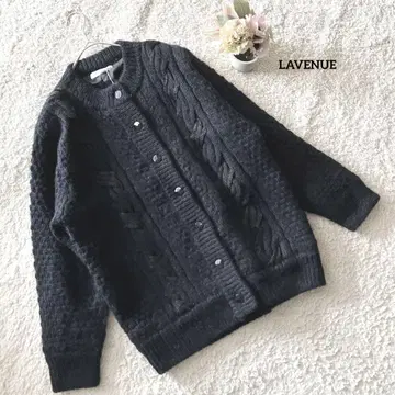 LAVENUE 케이블 짜임 아우터 가디건 L 블랙 어깨 패드