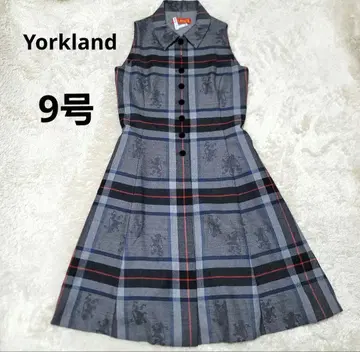 요크랜드 라이온 자카드 원피스 A라인 체크 울