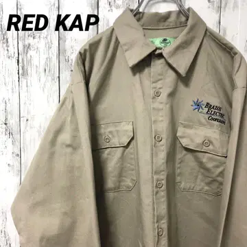 C2480 RED KAP 긴팔 셔츠 워크 셔츠 자수 미국 빈티지 의류