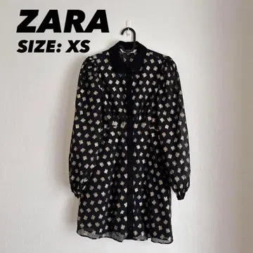 ZARA 골드 메탈릭 꽃 모티브 시어 셔츠 원피스 XS 사이즈