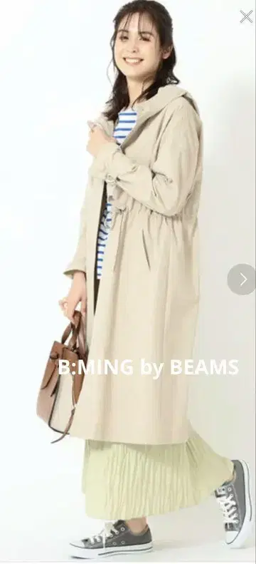 B:MING by BEAMS 새상품, 미사용 베이지 후드 부착 트렌치코트