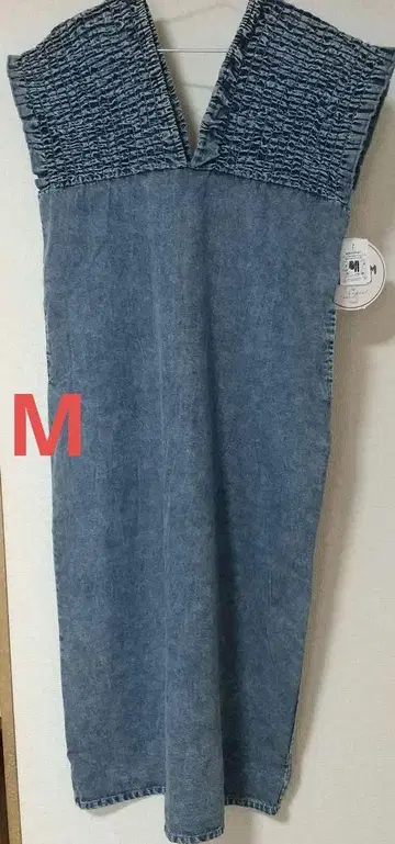 [ 새상품 ] 시마무라 셔링 데님 원피스 중청 M