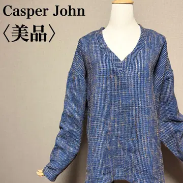 새상품급 Casper John 트위드 니트 L 사이즈 남성용 블루