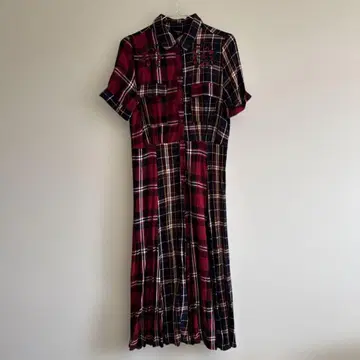 Desigual 체크 무늬 반팔 셔츠 원피스 38