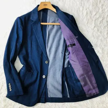 [ 고급 ] ARTISAN 테일러드 자켓 실크 혼방 블루 S 페이즐리