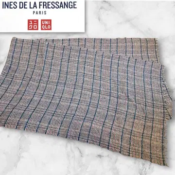 UNIQLO x 이네스 캐시미어 머플러 체크 무늬