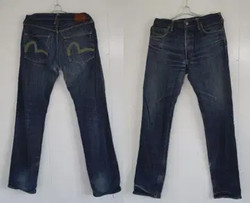 EVISU 그린 갈매기 자수 2001 데님 No.2 벌집 32 x 35