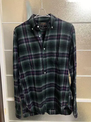 BEAMS+ 그린 체크 플란넬 셔츠 L 사이즈