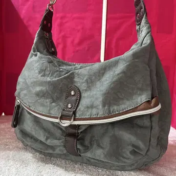 Happy&Sac 그레이 나일론 숄더백
