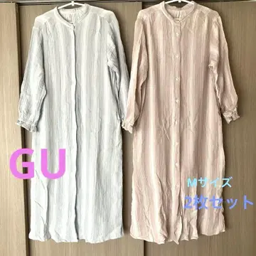 GU 캔디 슬리브 코튼 파자마 원피스 2개 세트