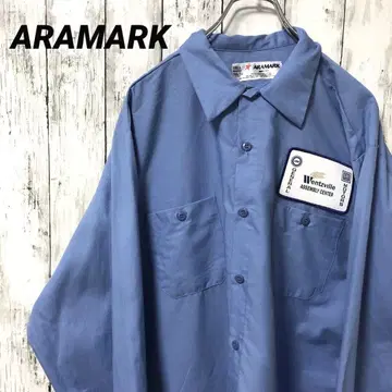 C2477 ARAMARK 긴팔 셔츠 워크 셔츠 와펜 미국 빈티지 의류