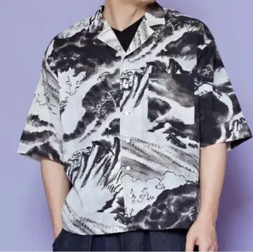 화이트 파도 남성용 오픈 카라 셔츠