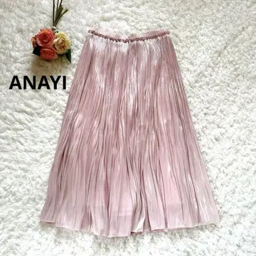 컨디션 최상 ANAYI 라이트론 서큘러 플레어 스커트 36 핑크