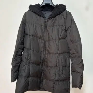 플리스 라이닝 블랙 롱 다운 자켓 L462번