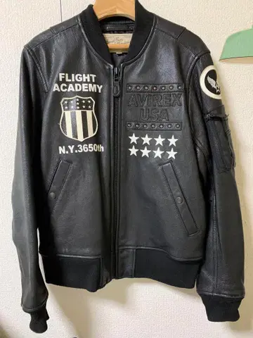 AVIREX 가죽 자켓 블랙 플라이트 아카데미