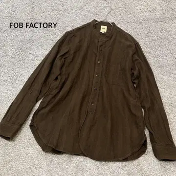 [ FOB FACTORY ] 코튼 린넨 헤링본 밴드 카라 셔츠