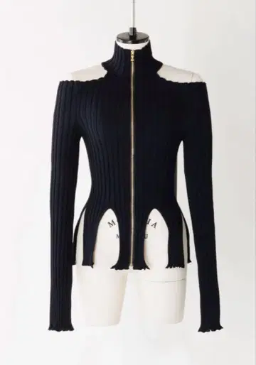 FETICO RIB KNIT SLIT TOP BLACK 사이즈 1